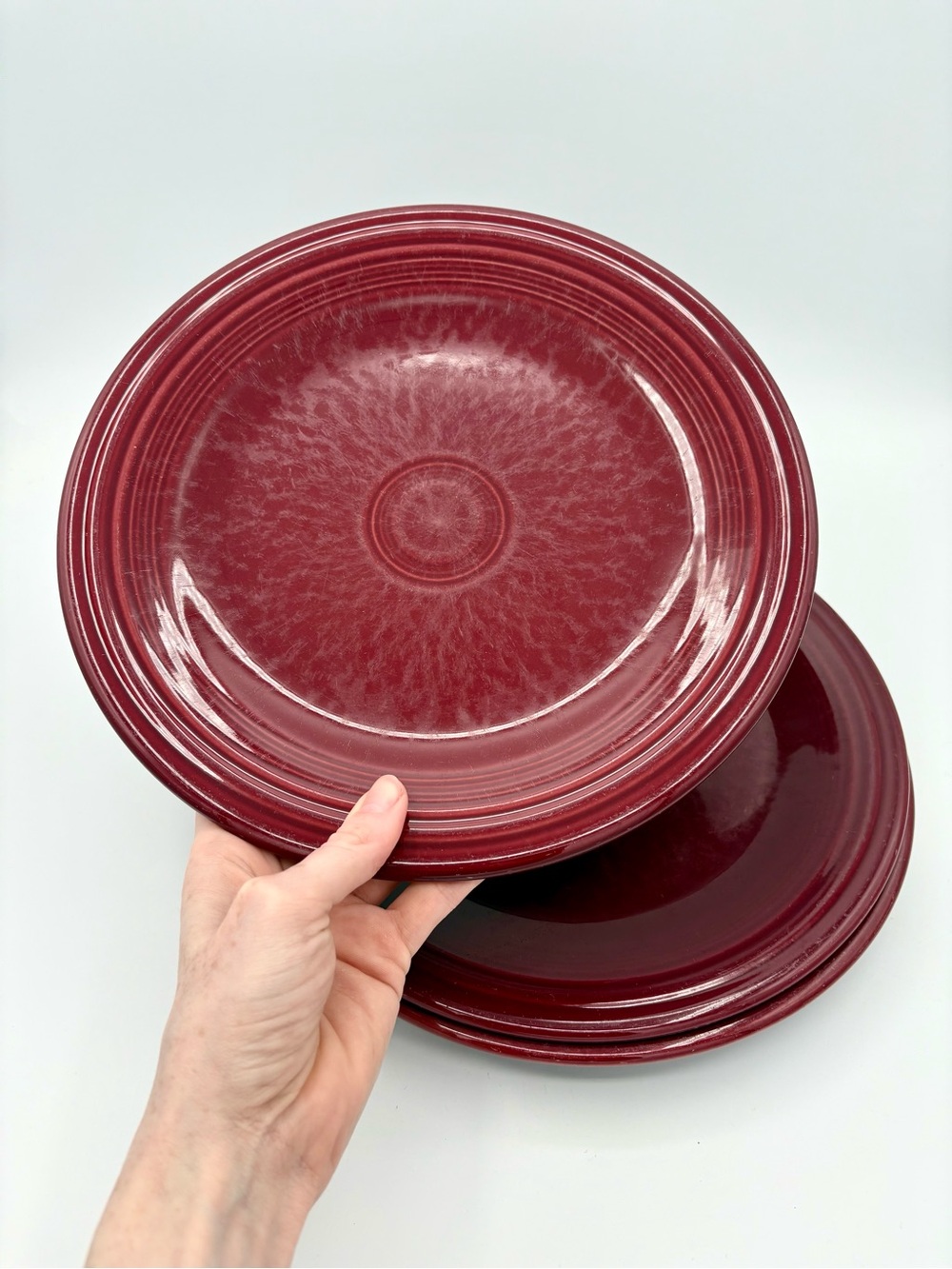 Discontinued Fiestaware Dinner Plates Fiesta Burgundy Claret Red Set Of 3 Plates